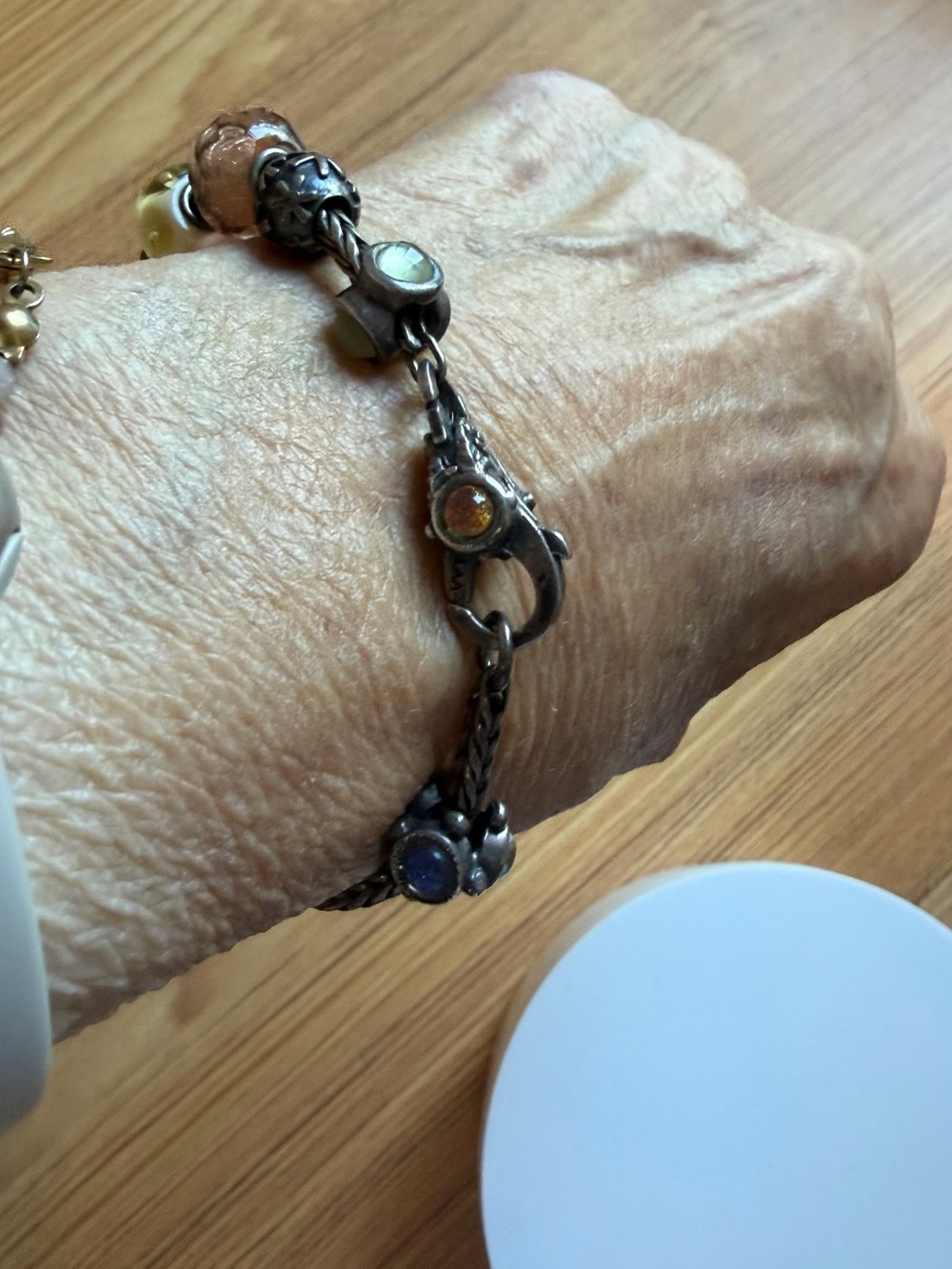 Trollbeads Bracelet with 10 Vintage Beads, Sterling Silver Chain - Picture 3 of 16